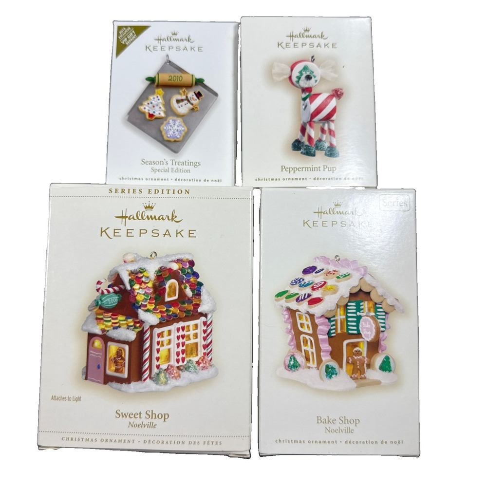 Hallmark Keepsake Noelville Lot of 4 NIB Christmas VillageOrnaments Retired